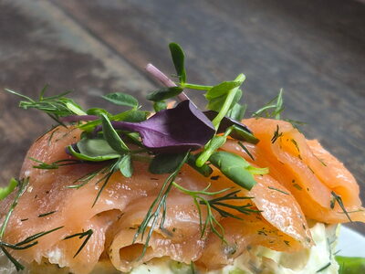 An apple and smoked salmon salad